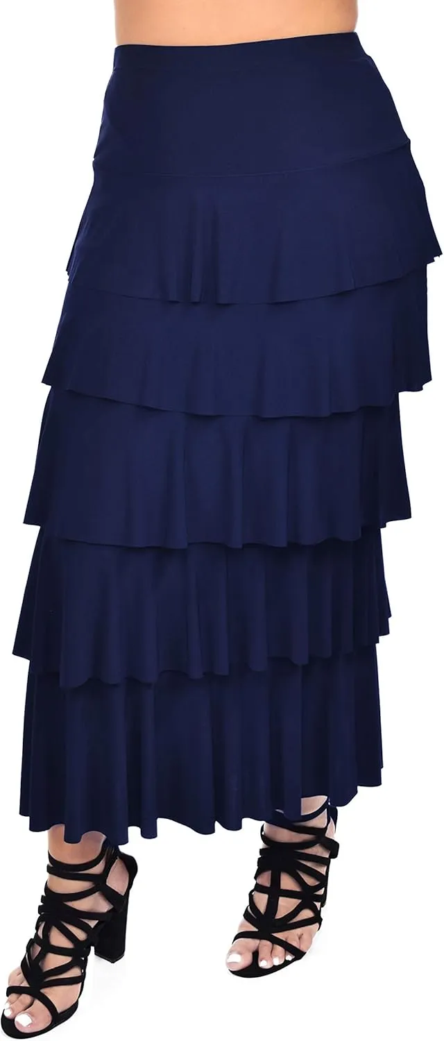 Dare2BStylish Women Boho Waterfall Tiered Layered Maxi Skirt | Reg & Plus Sizes