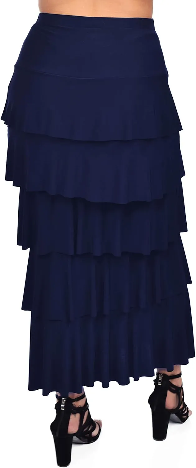 Dare2BStylish Women Boho Waterfall Tiered Layered Maxi Skirt | Reg & Plus Sizes