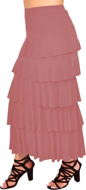 Dare2BStylish Women Boho Waterfall Tiered Layered Maxi Skirt | Reg & Plus Sizes