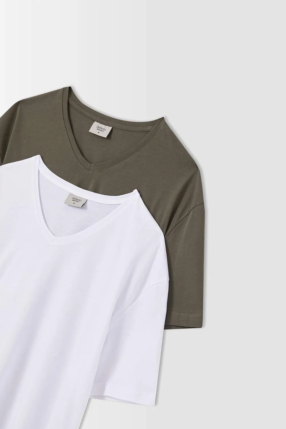 DeFacto Set of Short Sleeve Crew Neck Oversized T Shirts for Men 100% Cotton 2-Pack  Men Oversized Crew Neck T-Shirts