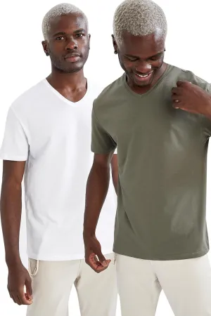 DeFacto Set of Short Sleeve Crew Neck Oversized T Shirts for Men 100% Cotton 2-Pack  Men Oversized Crew Neck T-Shirts