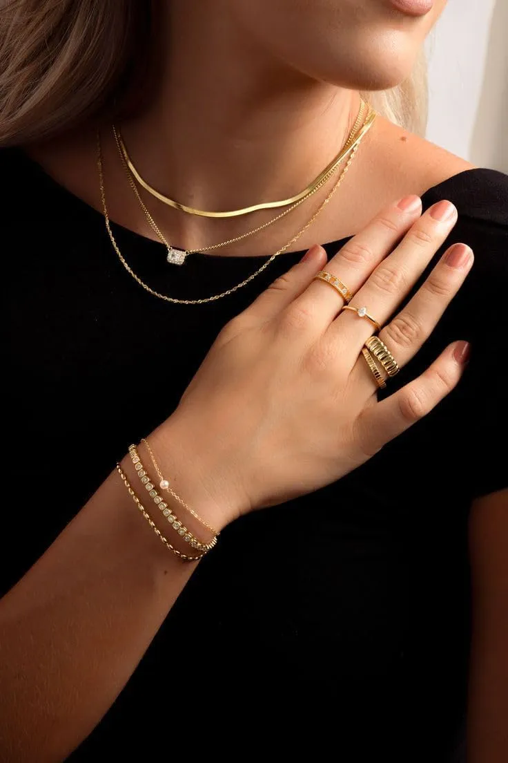 Diamond Necklaces for Women Dainty Choker Necklace Simple 14k Gold Plated CZ Jewelry Necklaces