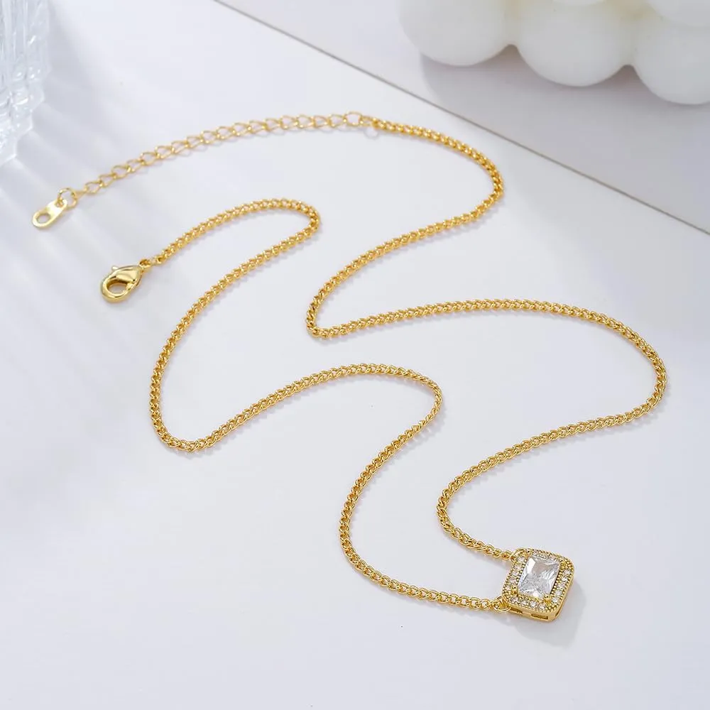 Diamond Necklaces for Women Dainty Choker Necklace Simple 14k Gold Plated CZ Jewelry Necklaces
