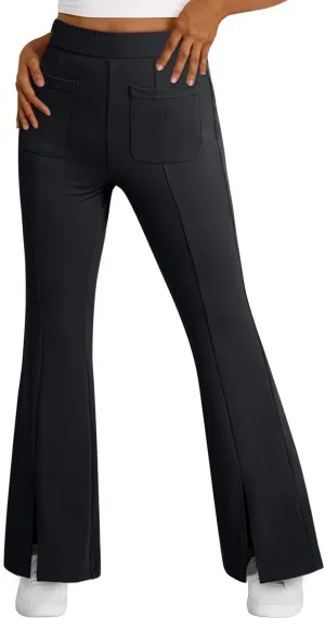 Dokotoo Women's High Waist Dress Pants with Pockets Yoga Business Casual Work Pants Split Hem Stretchy Trousers