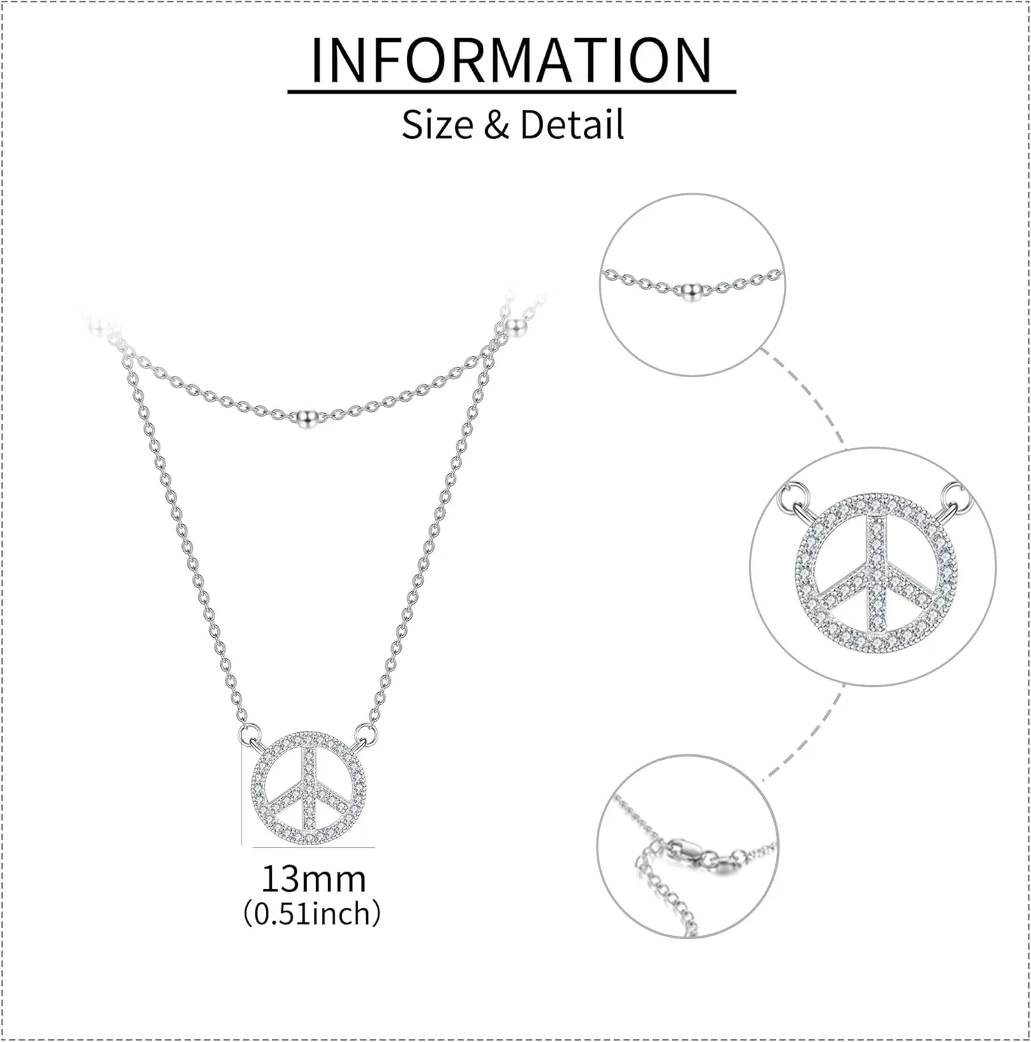 Double Layered Necklaces Sterling Silver Dragonfly Necklaces Peace Sign Jewelry Infinity Dragonfly Gifts for Women