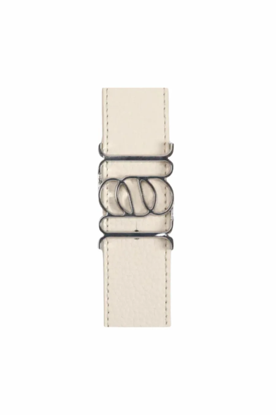 Double-Sided Pebble Leather Belt White/Tan/Silver