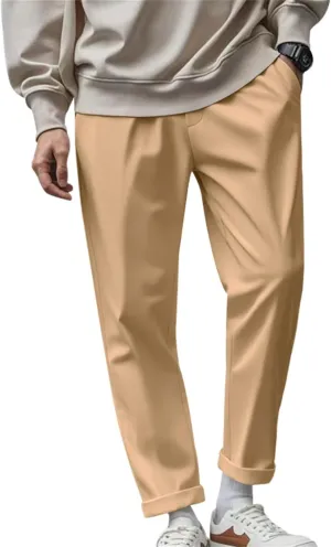Dress Pants for Men Baggy Business Casual Drawstring Chino Pants with Pockets Quick Dry Dressy Pants with Pockets