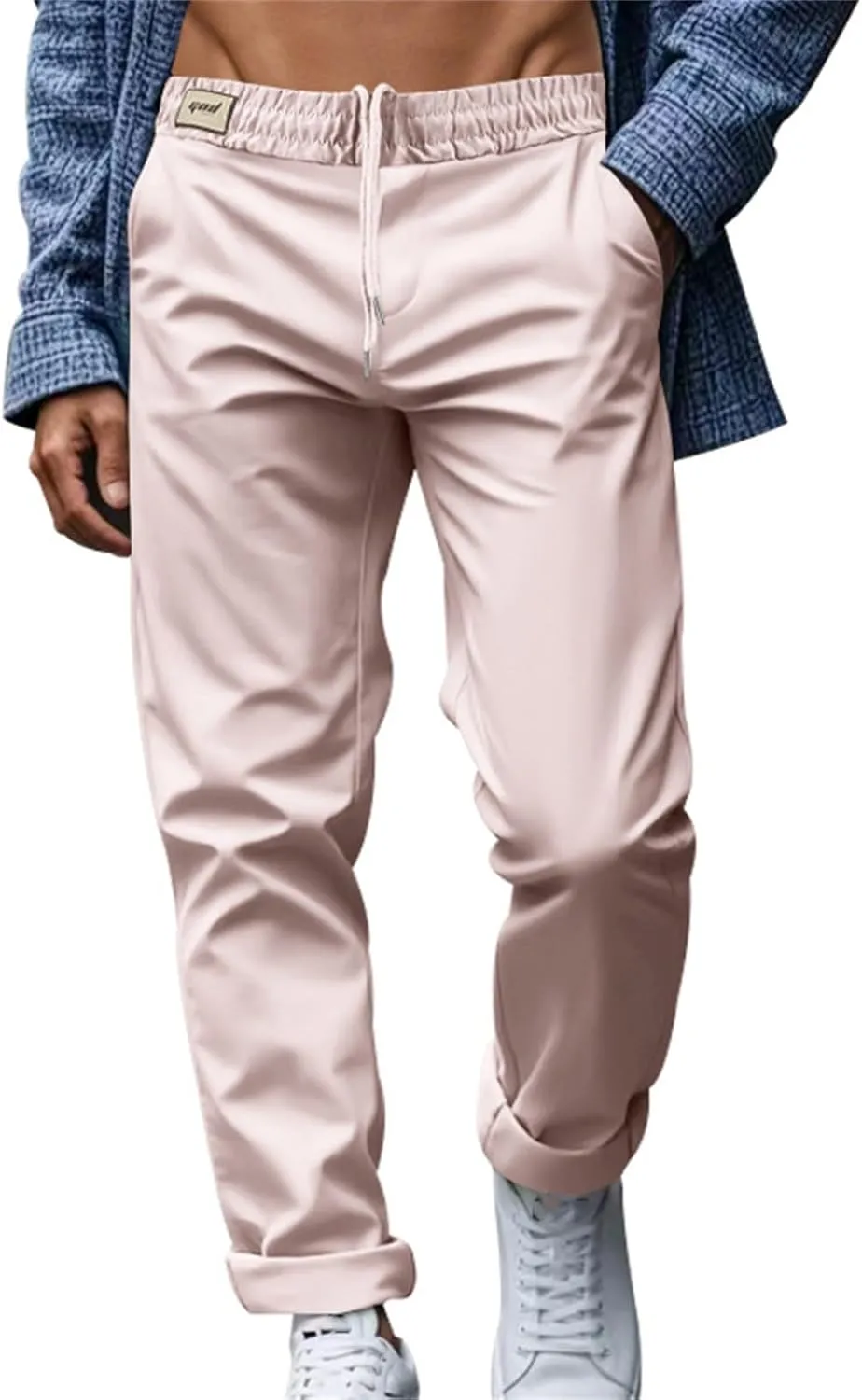 Dress Pants for Men Baggy Business Casual Drawstring Chino Pants with Pockets Quick Dry Dressy Pants with Pockets