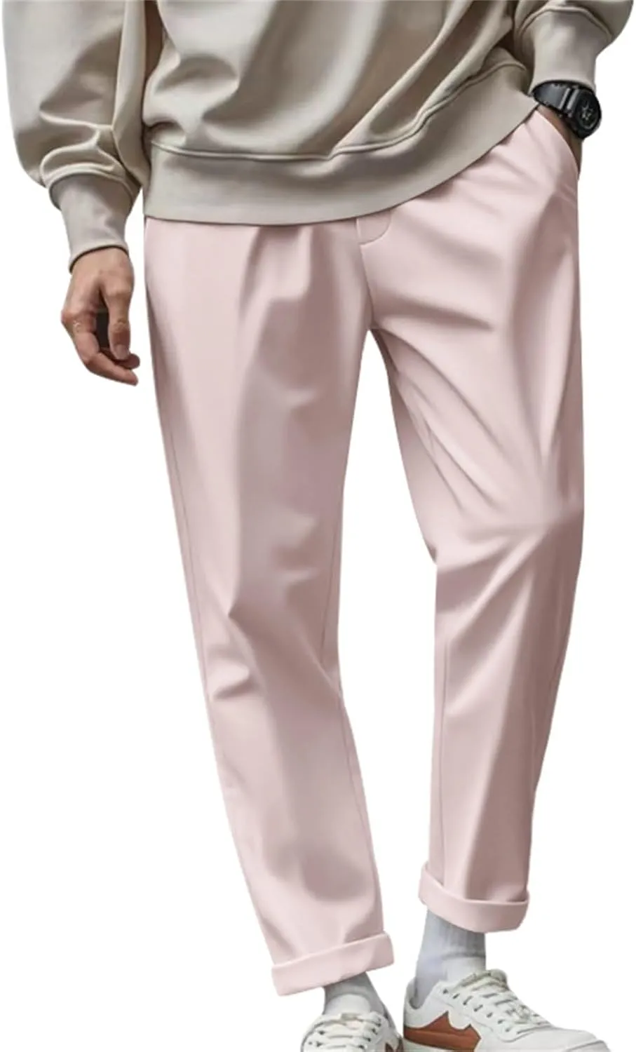 Dress Pants for Men Baggy Business Casual Drawstring Chino Pants with Pockets Quick Dry Dressy Pants with Pockets