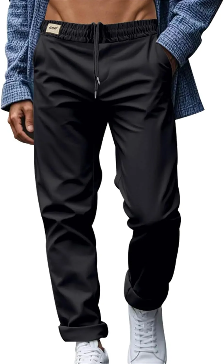 Dress Pants for Men Baggy Business Casual Drawstring Chino Pants with Pockets Quick Dry Dressy Pants with Pockets