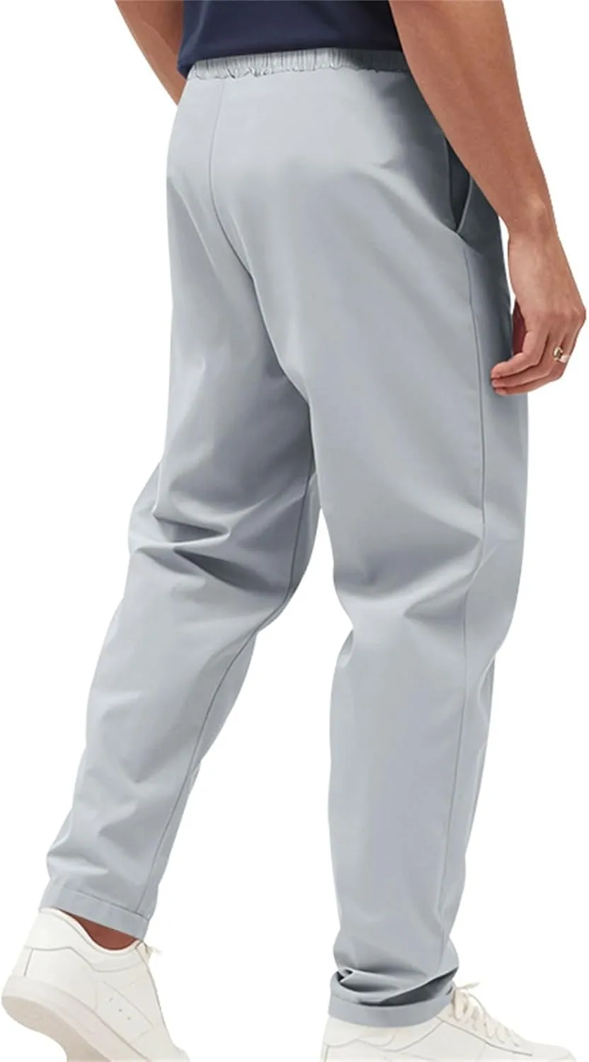 Dress Pants for Men Baggy Business Casual Drawstring Chino Pants with Pockets Quick Dry Dressy Pants with Pockets