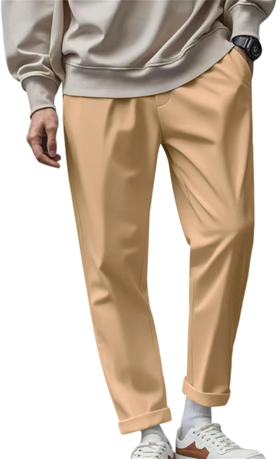 Dress Pants for Men Baggy Business Casual Drawstring Chino Pants with Pockets Quick Dry Dressy Pants with Pockets