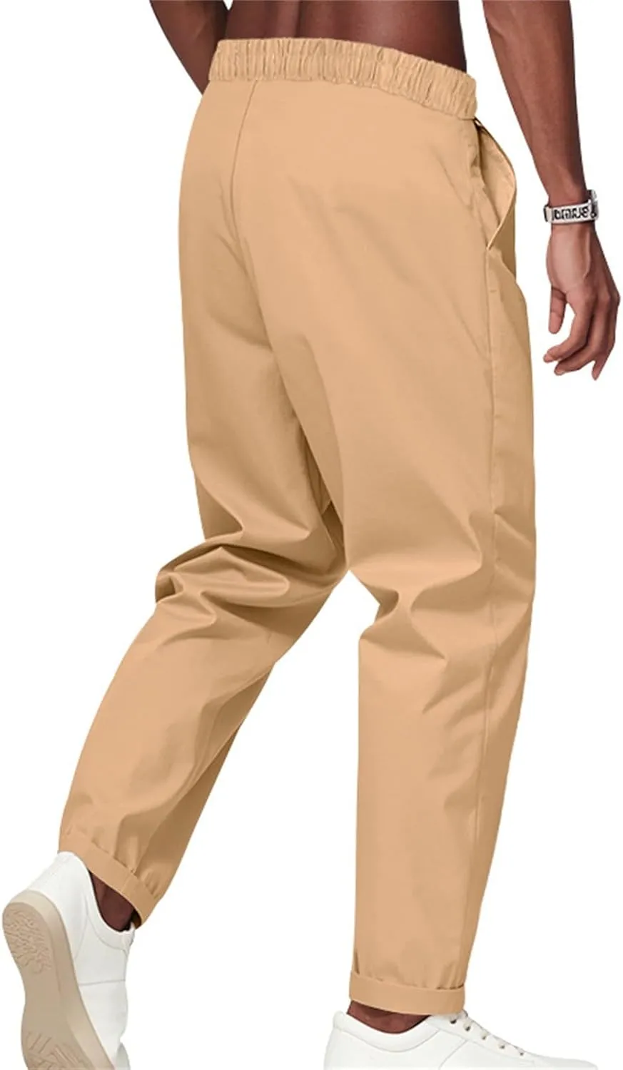 Dress Pants for Men Baggy Business Casual Drawstring Chino Pants with Pockets Quick Dry Dressy Pants with Pockets