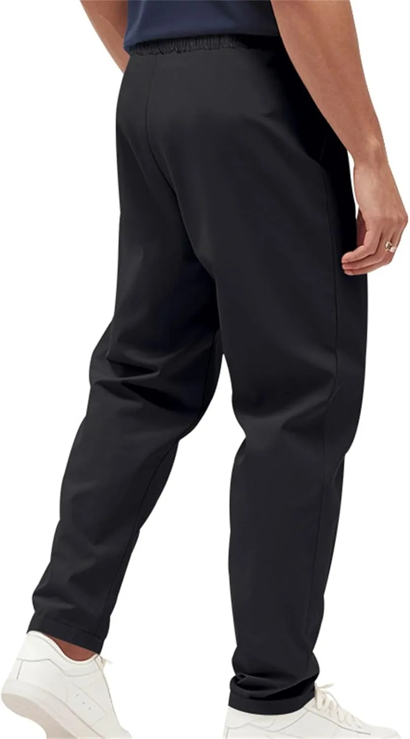 Dress Pants for Men Baggy Business Casual Drawstring Chino Pants with Pockets Quick Dry Dressy Pants with Pockets