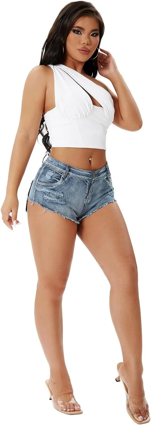 Dxyufazhe Sexy Women's Low Rise Stretch Mini Denim Shorts Hot Pants Beach Party Clubwear
