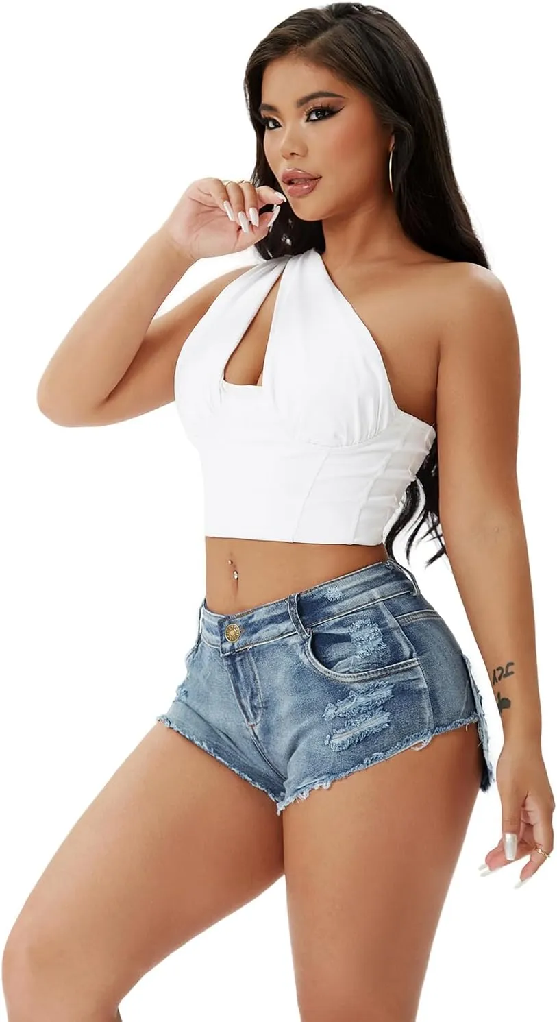 Dxyufazhe Sexy Women's Low Rise Stretch Mini Denim Shorts Hot Pants Beach Party Clubwear