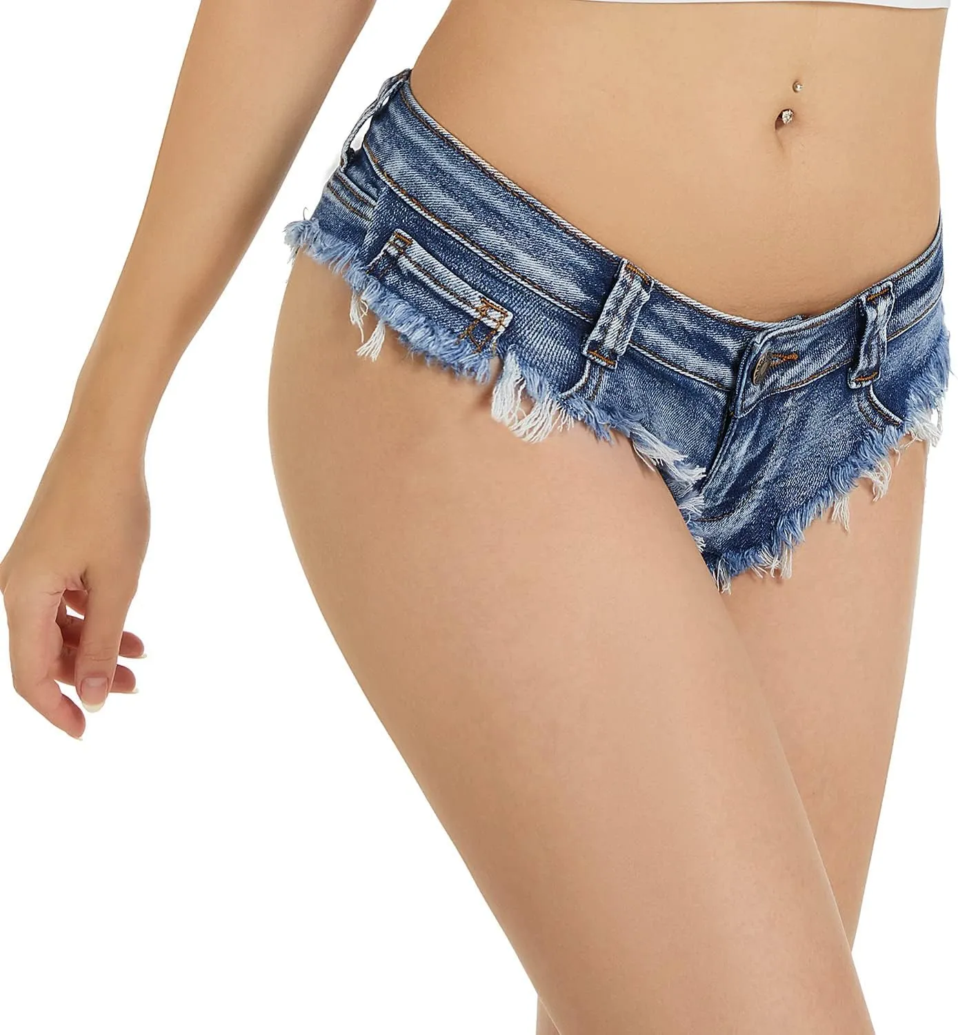 Dxyufazhe Sexy Women's Low Rise Stretch Mini Denim Shorts Hot Pants Beach Party Clubwear