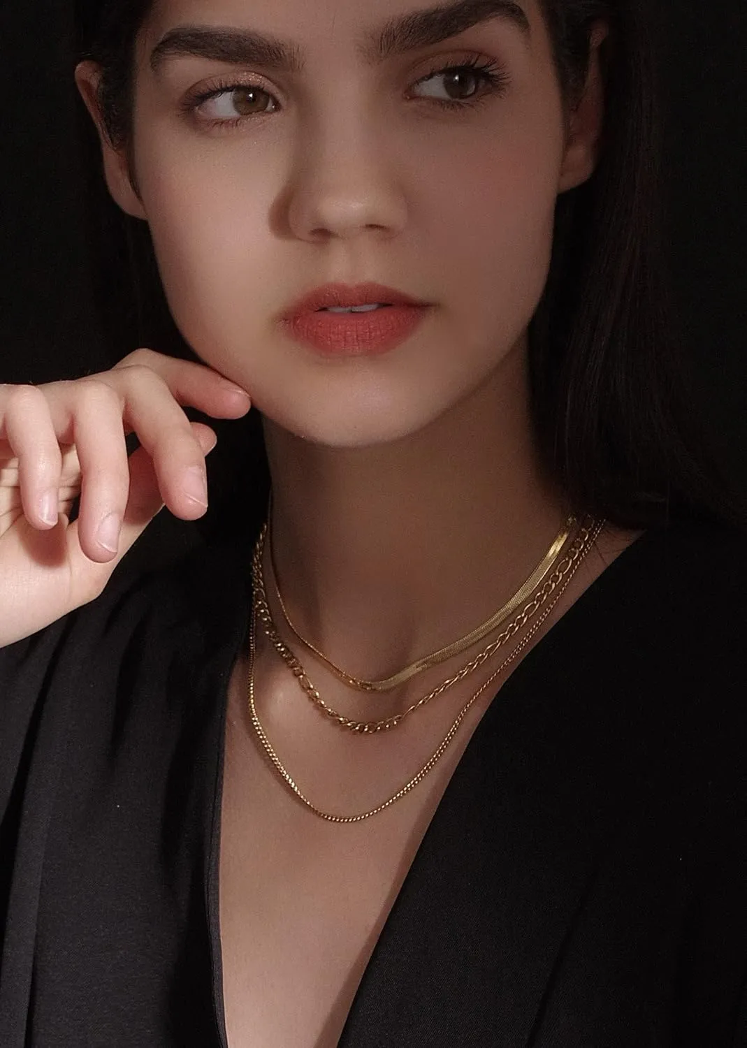 Elegance 11 designs Gold Thin Chain Layered Necklaces For Women Non Tarnish,18k Gold Plated Stainless Steel Dainty Waterproof Gold Necklace Set Stack For Women Gifts Jewelry