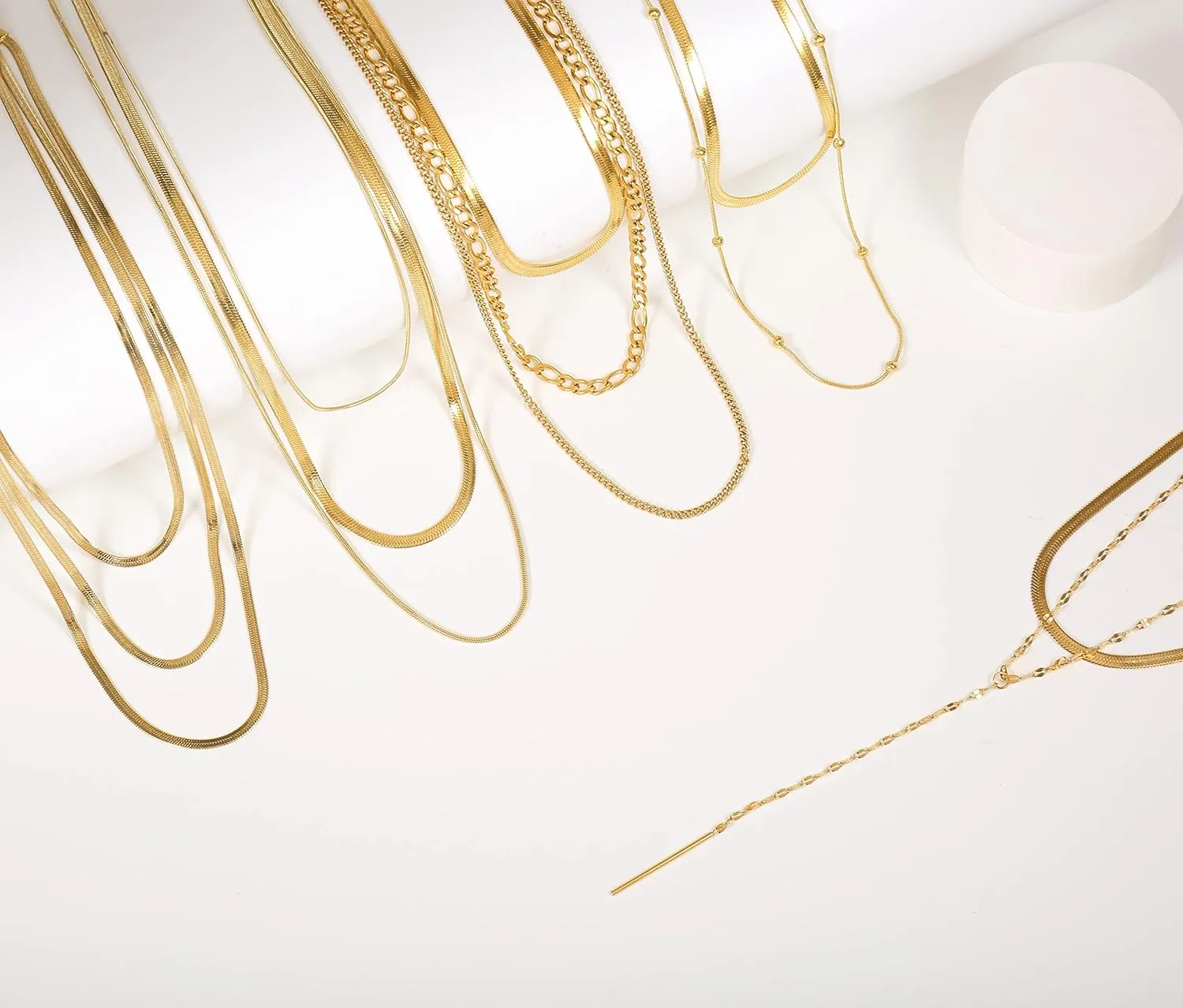 Elegance 11 designs Gold Thin Chain Layered Necklaces For Women Non Tarnish,18k Gold Plated Stainless Steel Dainty Waterproof Gold Necklace Set Stack For Women Gifts Jewelry