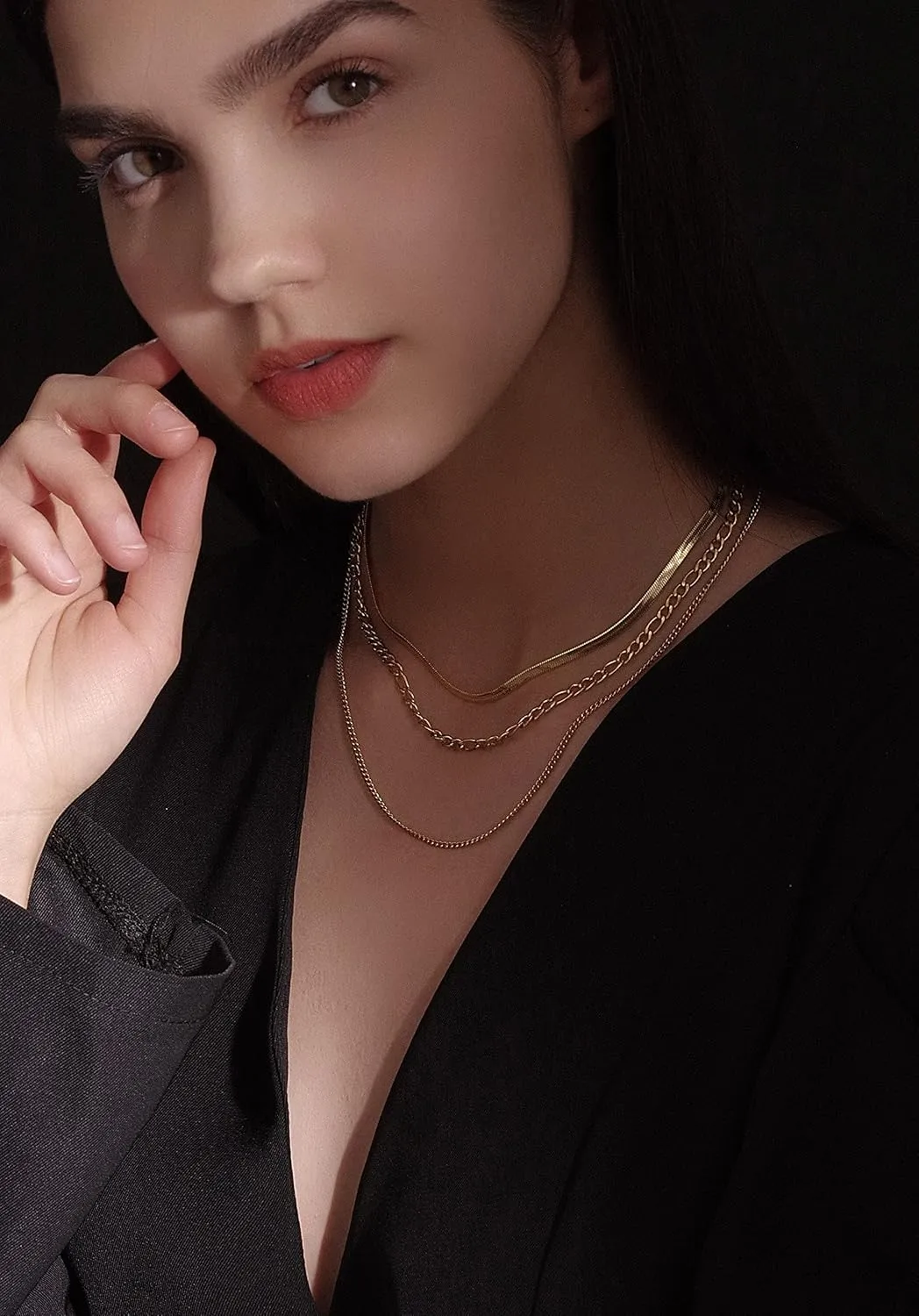 Elegance 11 designs Gold Thin Chain Layered Necklaces For Women Non Tarnish,18k Gold Plated Stainless Steel Dainty Waterproof Gold Necklace Set Stack For Women Gifts Jewelry