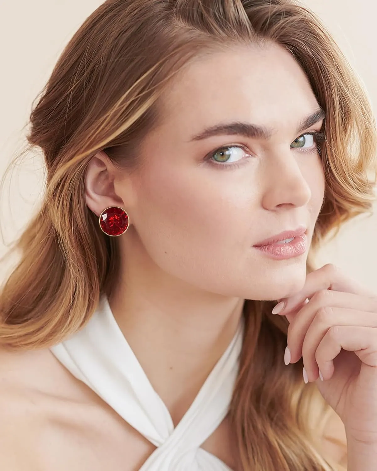 Emerald Green Earrings - Gold & Emerald Button Earrings for Trendy Women's Gifts