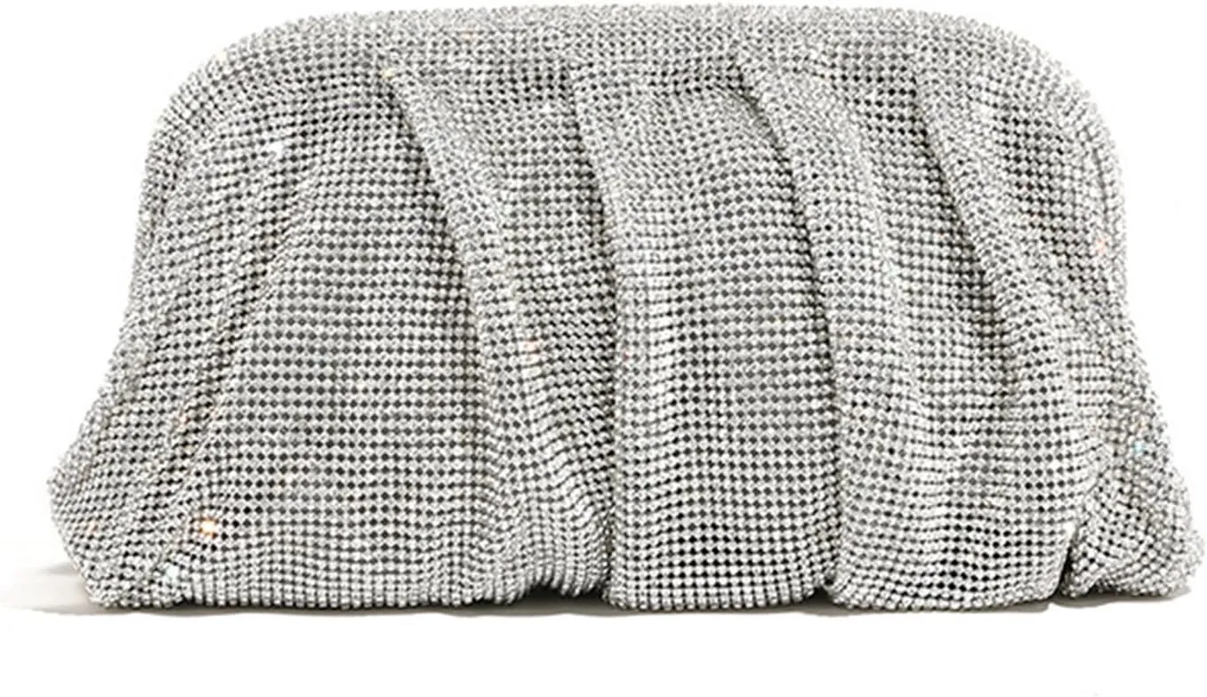 Evening Bag Pleated Lady Purse Banquet Wedding Clutches for Women Girl Cocktail Crossbody Shoulder Bag