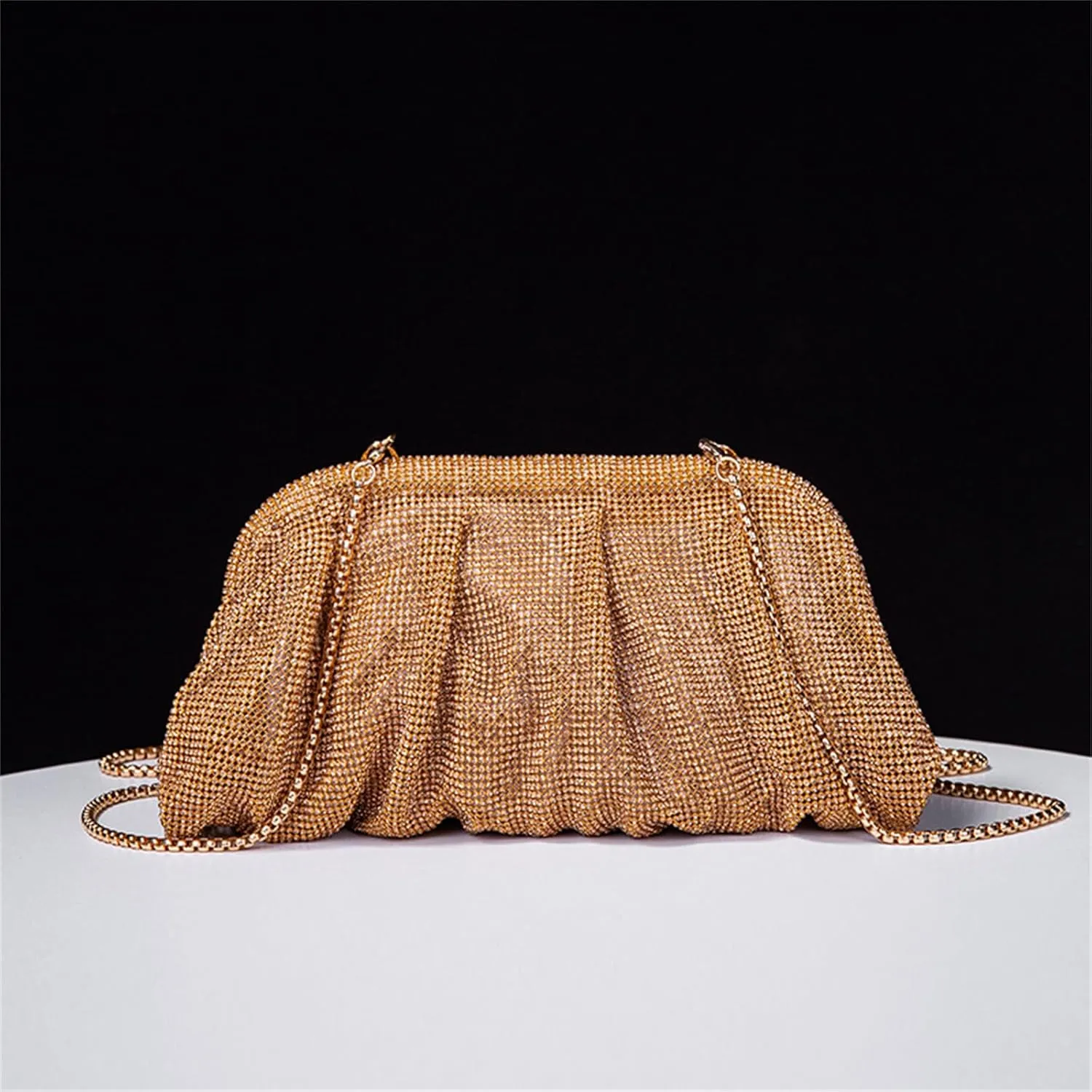 Evening Bag Pleated Lady Purse Banquet Wedding Clutches for Women Girl Cocktail Crossbody Shoulder Bag