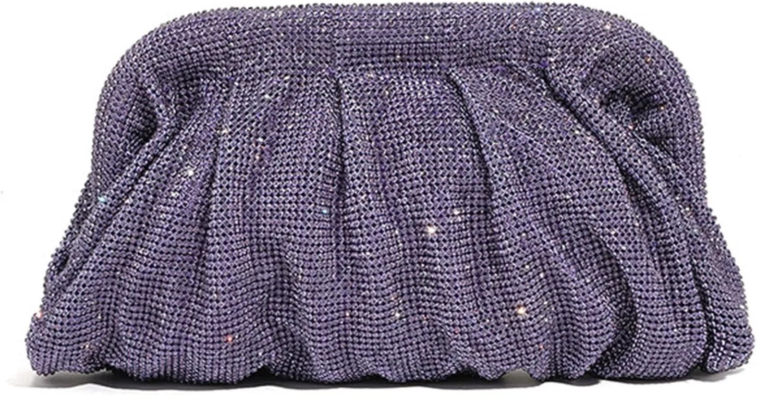 Evening Bag Pleated Lady Purse Banquet Wedding Clutches for Women Girl Cocktail Crossbody Shoulder Bag