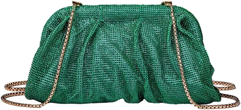 Evening Bag Pleated Lady Purse Party Banquet Wedding Clutches for Women Girl Cocktail Crossbody Shoulder Bag