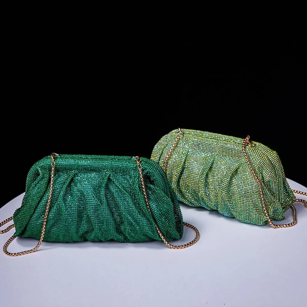 Evening Bag Pleated Lady Purse Party Banquet Wedding Clutches for Women Girl Cocktail Crossbody Shoulder Bag