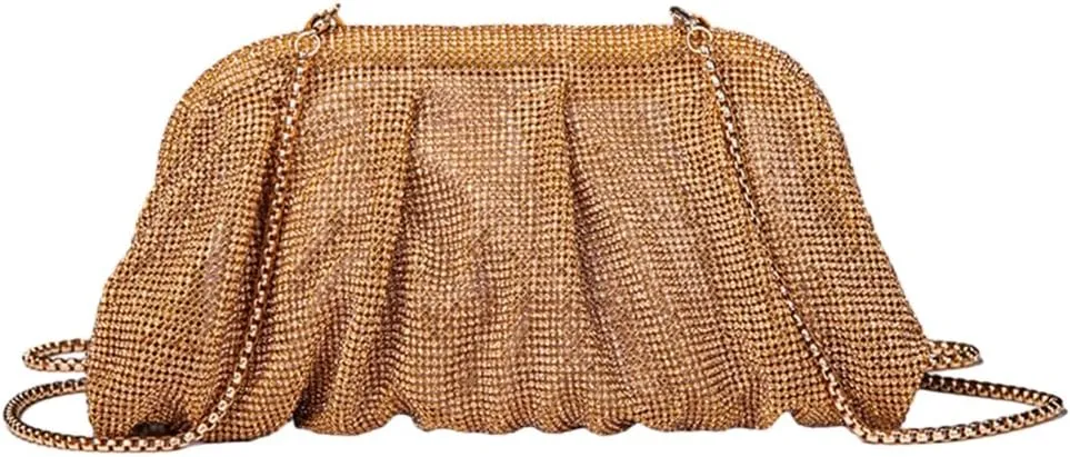 Evening Bag Pleated Lady Purse Party Banquet Wedding Clutches for Women Girl Cocktail Crossbody Shoulder Bag