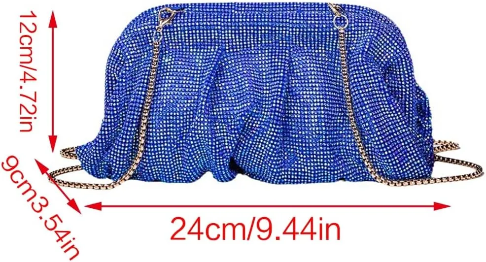 Evening Bag Pleated Lady Purse Party Banquet Wedding Clutches for Women Girl Cocktail Crossbody Shoulder Bag