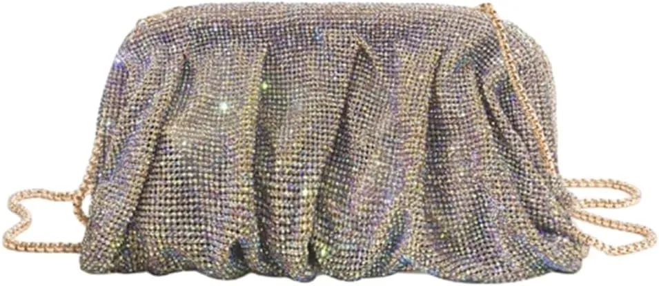 Evening Bag Pleated Lady Purse Party Banquet Wedding Clutches for Women Girl Cocktail Crossbody Shoulder Bag
