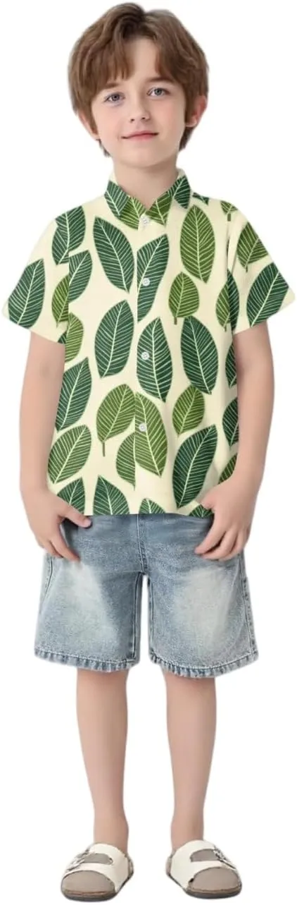 Family Matching Hawaiian Outfits, Dad and Son Beach Vacation Polo Button Down Shirts Mommy Daughter Dress