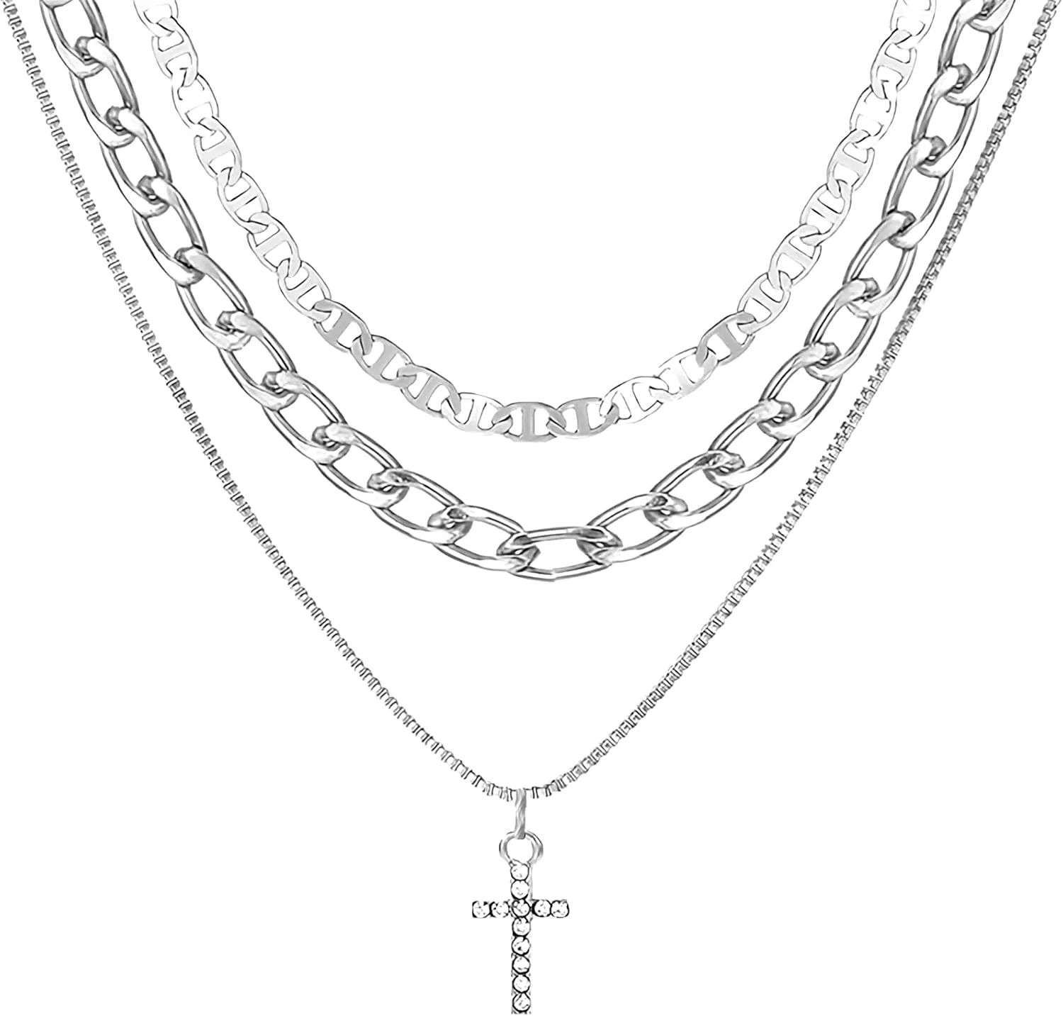 Fashion layered exquisite gold necklace women's stackable simple cross pendant necklace jewelry women's gift