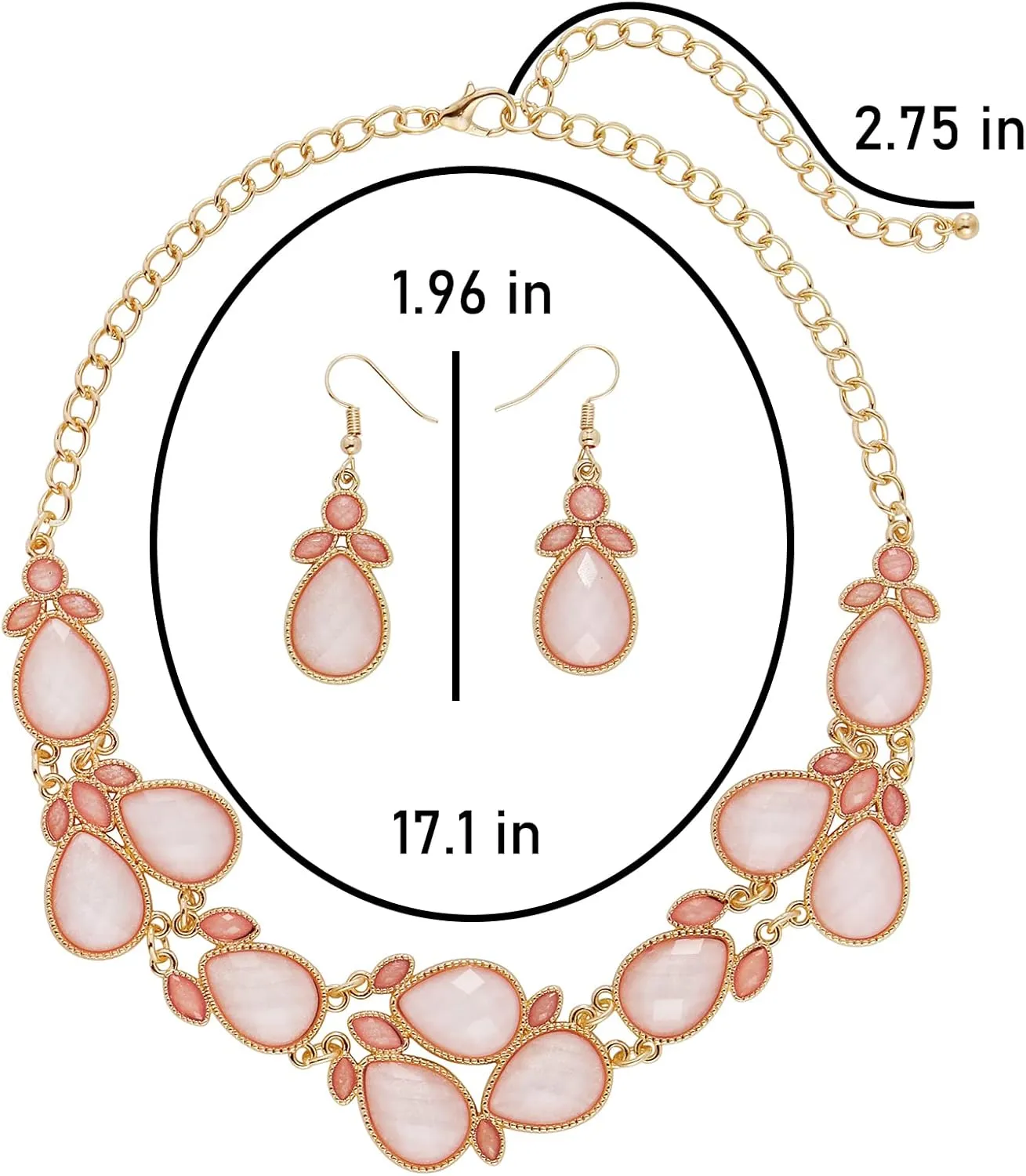 Firstmeet Shiny Resin Water Drop Collar Necklace with Earrings