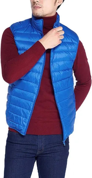 Flygo Men's Outdoor Zip Up Packable Lightweight Down Vest Outdoor Padded Puffer Vests Jackets