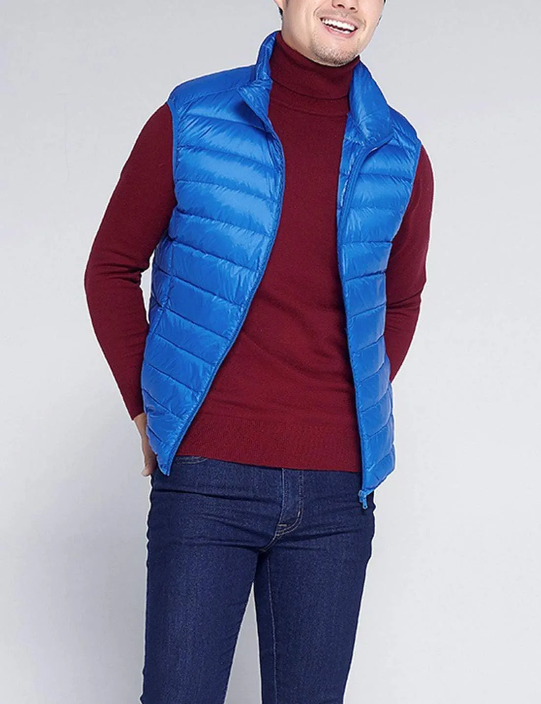 Flygo Men's Outdoor Zip Up Packable Lightweight Down Vest Outdoor Padded Puffer Vests Jackets