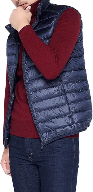 Flygo Men's Outdoor Zip Up Packable Lightweight Down Vest Outdoor Padded Puffer Vests Jackets