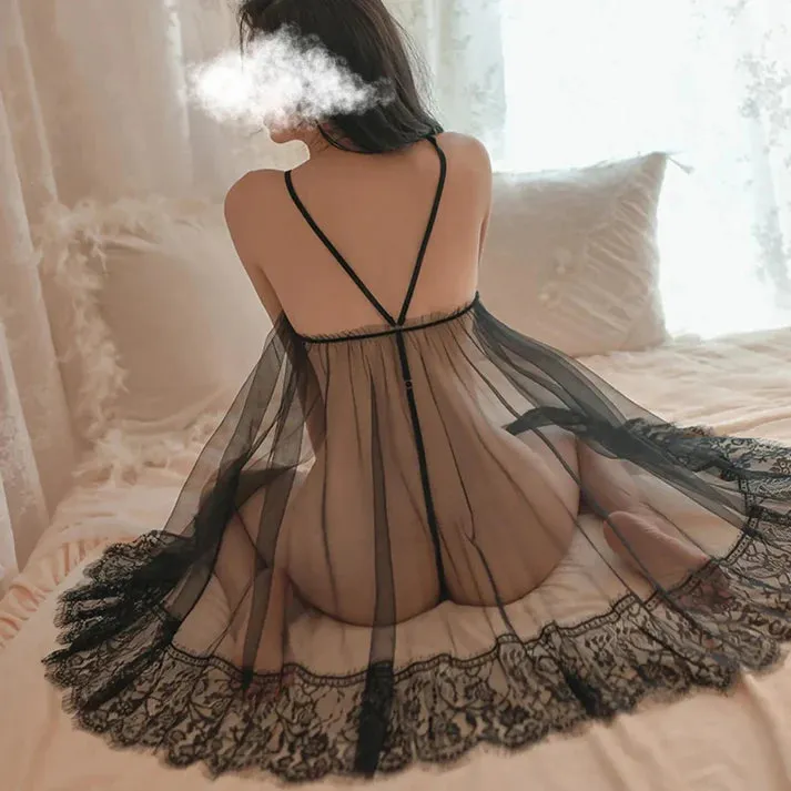 Front Colure Open Breast See Through Mesh Sexy Nighty