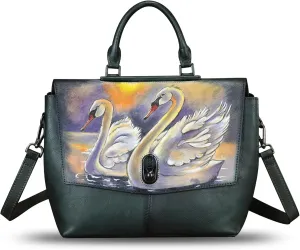Genuine Leather Satchel for Women Hand Painted Handbag Top Handle Bags Handmade Purse Crossbody Tote Bag Purse