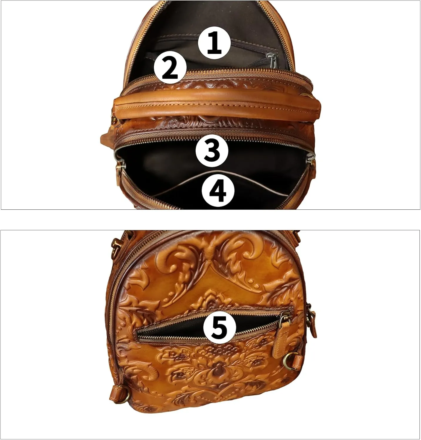 Genuine Leather Satchel for Women Purse Embossed Crossbody Handbag Top Handle Bags Handmade Convertible Backpack Knapsack