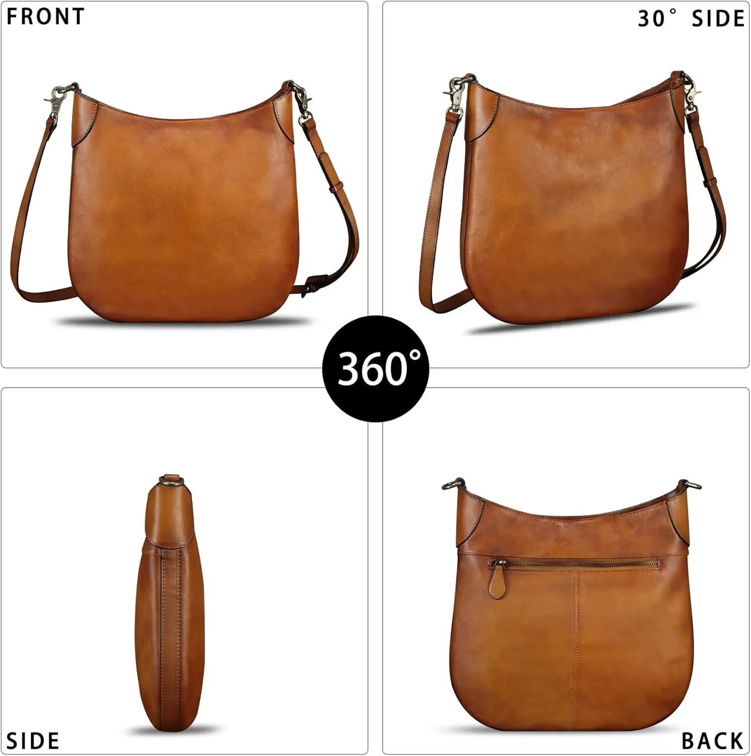 Genuine Leather Shoulder Bag for Women Satchel Handbag Retro Top Handle Bags Handmade Purse Crossbody Purse