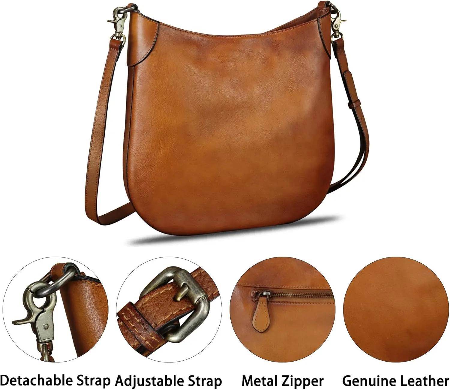 Genuine Leather Shoulder Bag for Women Satchel Handbag Retro Top Handle Bags Handmade Purse Crossbody Purse