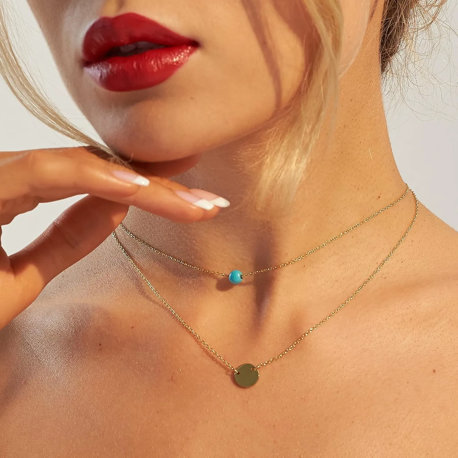 Giftall Dainty Necklaces for Women Layered Necklaces Gold Plated Coin Choker Necklace Women Jewelry