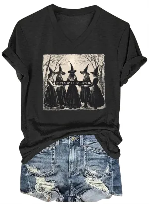 Girls Will Be Girls Shirts Witch Feminist V Neck T Shirts for Women Witchy Graphic Shirts Feminist Witch Women Tee Tops