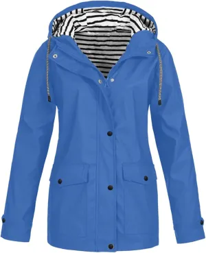 GOFULY Raincoat For Women 2024 Waterproof Oversized Rain Jackets Zip Up Fall Winter Coats With Hood Solid Windbreaker