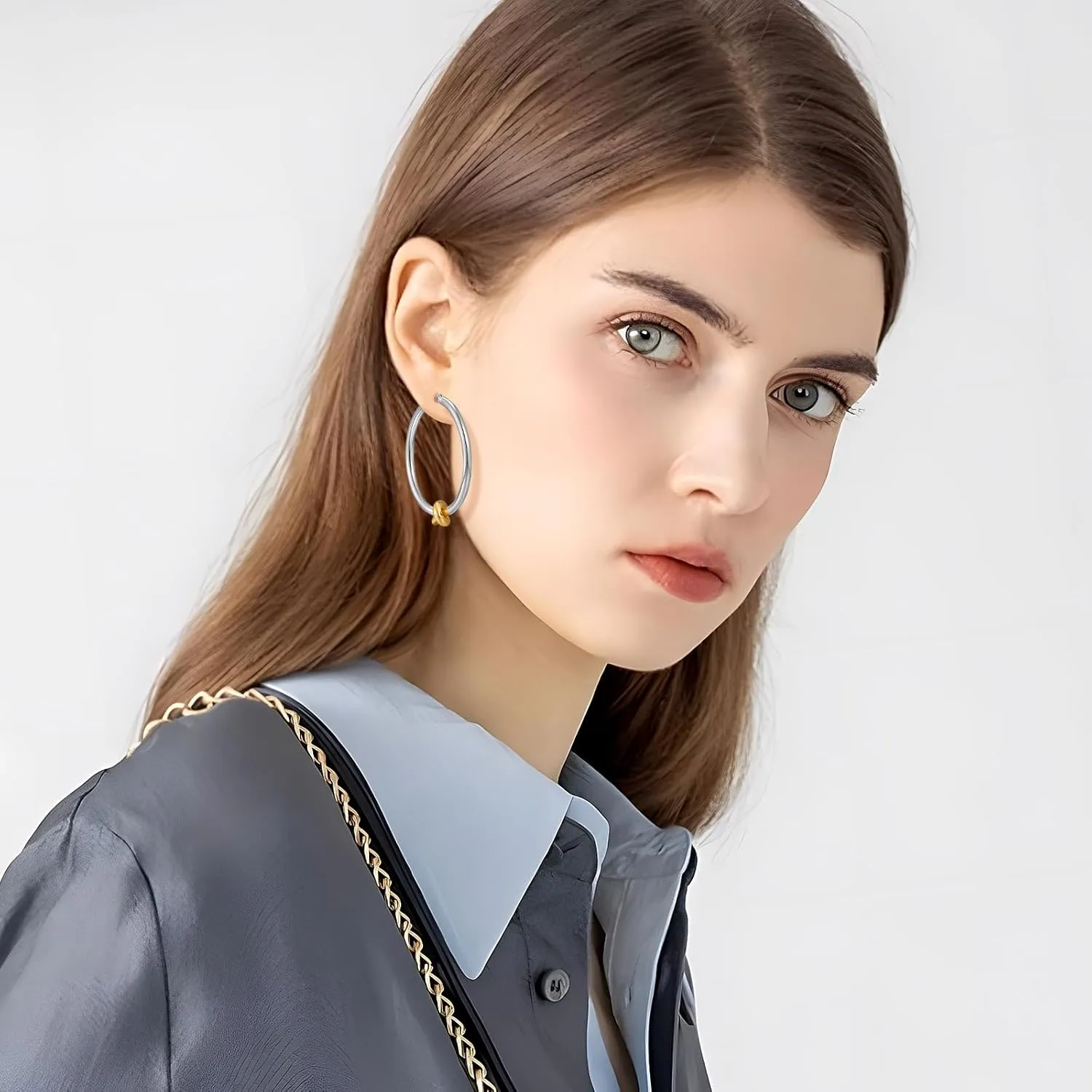 Gold Hoop Earrings for Women 18K Gold Plated Knot Hoop Earrings Statement Lightweight Thick Trendy Small Gold Open Hoops Fashion Jewelry