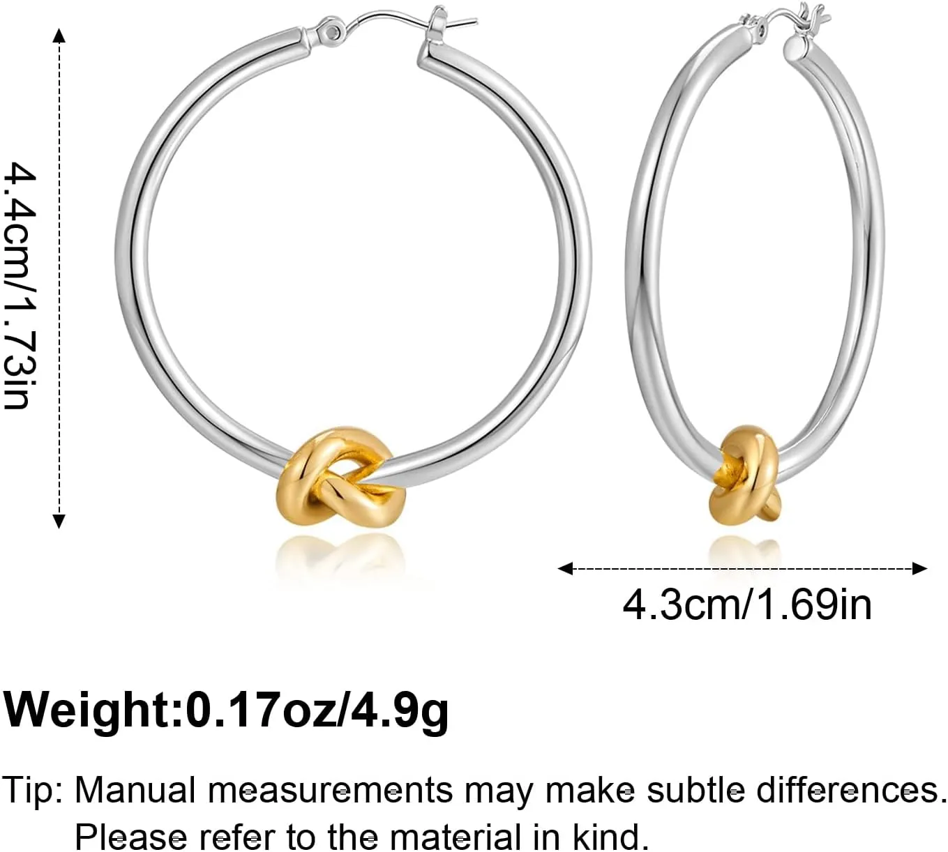 Gold Hoop Earrings for Women 18K Gold Plated Knot Hoop Earrings Statement Lightweight Thick Trendy Small Gold Open Hoops Fashion Jewelry