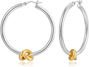 Gold Hoop Earrings for Women 18K Gold Plated Knot Hoop Earrings Statement Lightweight Thick Trendy Small Gold Open Hoops Fashion Jewelry
